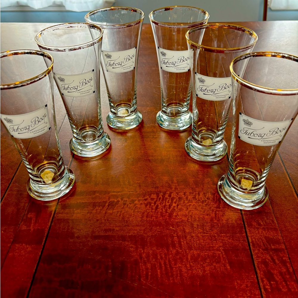 Tuborg beer glass set of six.